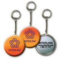 2" Round Metallic Key Chain w/ 3D Lenticular Changing Color Effects - Yellow/Orange (Imprinted)